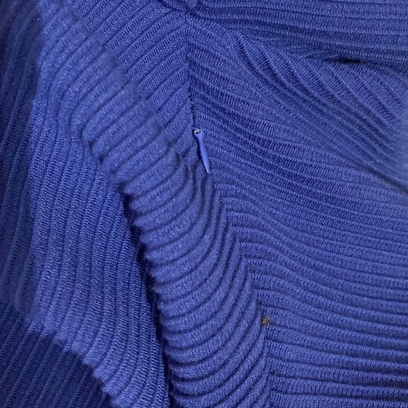 Royal blue midi dress 3/4 ruched sleeves dropped neckline Size Large - Picture 5 of 13